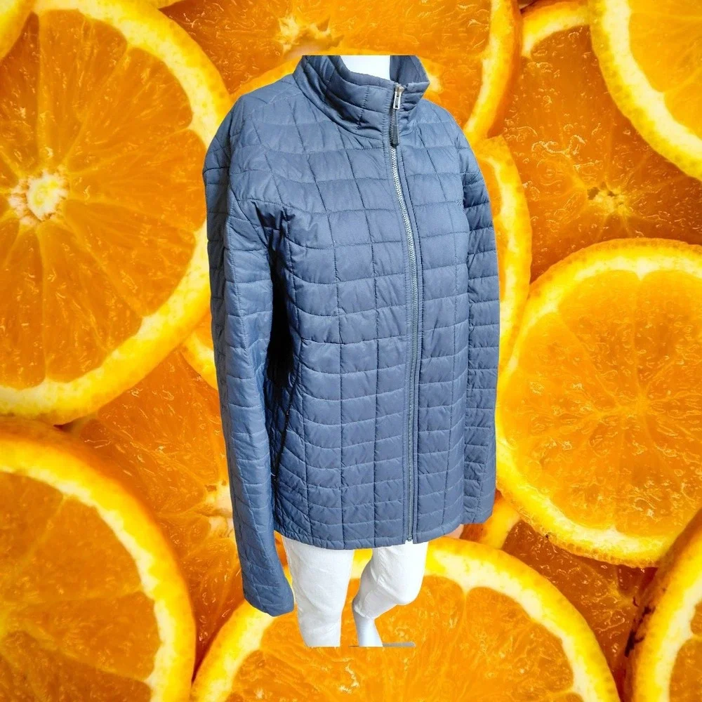 The North Face Mens M Navy Quilted Full Zip Puffer Jacket Insulated‎ Coat